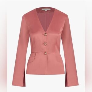 NWT Favorite Daughter Pink Satin Women's Jacket Blazer Button Up Shirt Top
